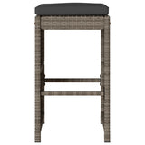Garden Bar Stools with Cushions 4 pcs Grey Poly Rattan - Top-Down View