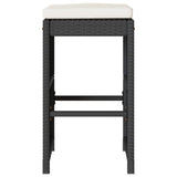 Garden Bar Stools with Cushions 6 pcs Black Poly Rattan - Top-Down View