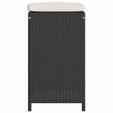 Garden Bar Stools with Cushions 6 pcs Black Poly Rattan - 45-Degree Angle