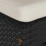 Garden Bar Stools with Cushions 6 pcs Black Poly Rattan - Close-Up Angle