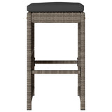 Garden Bar Stools with Cushions 6 pcs Grey Poly Rattan - Top-Down View