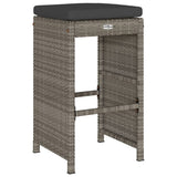 Garden Bar Stools with Cushions 6 pcs Grey Poly Rattan