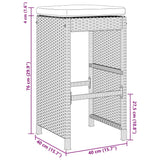 Garden Bar Stools with Cushions 6 pcs Grey Poly Rattan - Low Angle