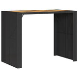 Garden Bar Table with Acacia Wood Top Black 145x80x110 cm Poly Rattan