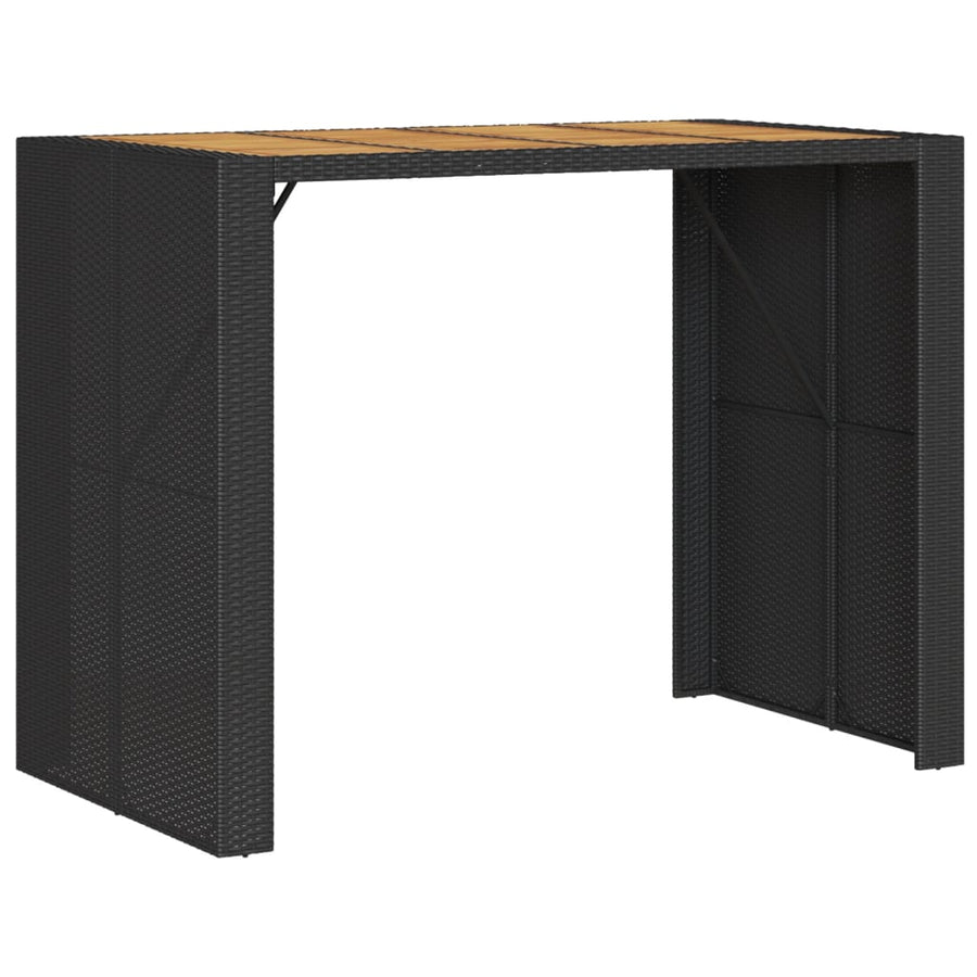 Garden Bar Table with Acacia Wood Top Black 145x80x110 cm