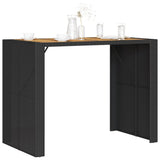Garden Bar Table with Acacia Wood Top Black 145x80x110 cm Poly Rattan - Top-Down View