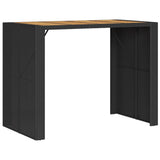 Garden Bar Table with Acacia Wood Top Black 145x80x110 cm Poly Rattan