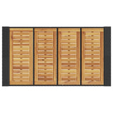 Garden Bar Table with Acacia Wood Top Black 145x80x110 cm Poly Rattan - Low Angle