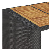 Garden Bar Table with Acacia Wood Top Black 145x80x110 cm Poly Rattan - Extra Image