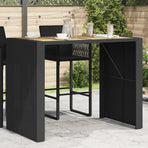 Garden Bar Table with Acacia Wood Top Black 145x80x110 cm