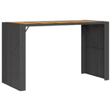 Garden Bar Table with Acacia Wood Top Black 185x80x110 cm Poly Rattan - Front View