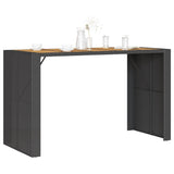 Garden Bar Table with Acacia Wood Top Black 185x80x110 cm Poly Rattan - Top-Down View
