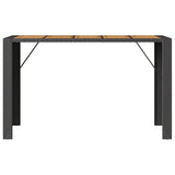 Garden Bar Table with Acacia Wood Top Black 185x80x110 cm Poly Rattan - 45-Degree Angle