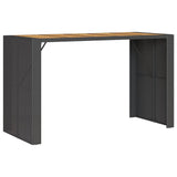 Garden Bar Table with Acacia Wood Top Black 185x80x110 cm Poly Rattan - Close-Up Angle