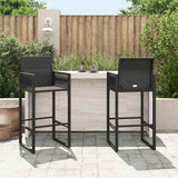 Garden Bar Stools 2 pcs Black Poly Rattan - Side View
