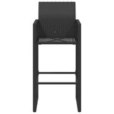 Garden Bar Stools 2 pcs Black Poly Rattan - 45-Degree Angle