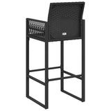 Garden Bar Stools 2 pcs Black Poly Rattan - Close-Up Angle