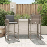 Garden Bar Stools 2 pcs Grey Poly Rattan - Side View