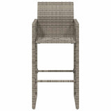 Garden Bar Stools 2 pcs Grey Poly Rattan - 45-Degree Angle