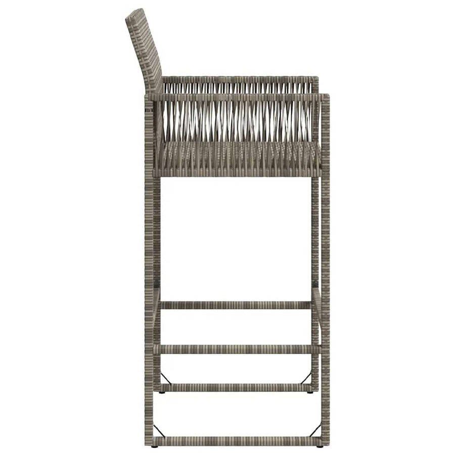 Garden Bar Stools 2 pcs Grey Poly Rattan