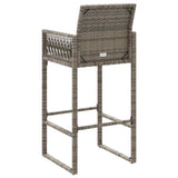 Garden Bar Stools 2 pcs Grey Poly Rattan - Close-Up Angle