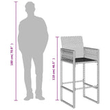 Garden Bar Stools 2 pcs Grey Poly Rattan