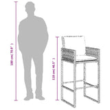 Garden Bar Stools with Cushions 2 pcs Grey Poly Rattan - Extra Image