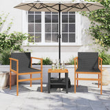Garden Chairs 2 pcs Black Poly Rattan&Solid Wood - Side View
