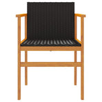 Garden Chairs 2 pcs Black Poly Rattan&Solid Wood