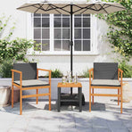 Garden Chairs with Cushions 2 pcs Black Poly Rattan&Solid Wood