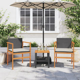 Garden Chairs with Cushions 2 pcs Black Poly Rattan&Solid Wood - Side View