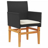 Garden Chairs with Cushions 2 pcs Black Poly Rattan&Solid Wood - Top-Down View