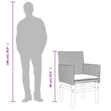 Garden Chairs with Cushions 2 pcs Black Poly Rattan&Solid Wood - Extra Image