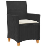 Garden Chairs with Cushions 2 pcs Black Poly Rattan&Solid Wood - Top-Down View