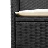 Garden Chairs with Cushions 2 pcs Black Poly Rattan&Solid Wood - Low Angle