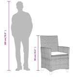 Garden Chairs with Cushions 2 pcs Black Poly Rattan&Solid Wood - Extra Image