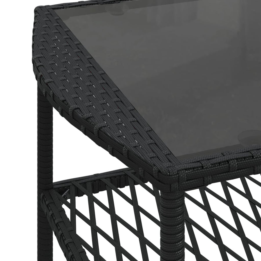 4 Piece Garden Sofa Set with Cushions Black Poly Rattan
