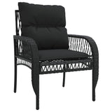 4 Piece Garden Sofa Set with Cushions Black Poly Rattan - 45-Degree Angle