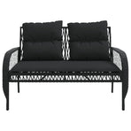 4 Piece Garden Sofa Set with Cushions Black Poly Rattan