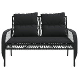 4 Piece Garden Sofa Set with Cushions Black Poly Rattan - Close-Up Angle