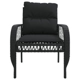 4 Piece Garden Sofa Set with Cushions Black Poly Rattan - Low Angle