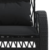 4 Piece Garden Sofa Set with Cushions Black Poly Rattan - Extra Image