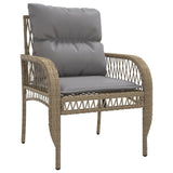 4 Piece Garden Sofa Set with Cushions Beige Poly Rattan - 45-Degree Angle