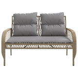 4 Piece Garden Sofa Set with Cushions Beige Poly Rattan - Close-Up Angle