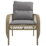 4 Piece Garden Sofa Set with Cushions Beige Poly Rattan - Low Angle
