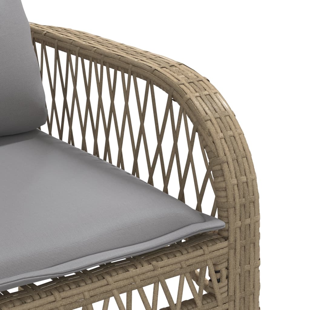4 Piece Garden Sofa Set with Cushions Beige Poly Rattan
