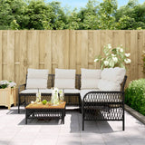 2 Piece Garden Sofa Set with Cushions Black Poly Rattan - Side View