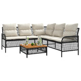 2 Piece Garden Sofa Set with Cushions Black Poly Rattan - Top-Down View