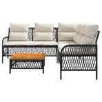 2 Piece Garden Sofa Set with Cushions Black Poly Rattan