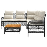 2 Piece Garden Sofa Set with Cushions Black Poly Rattan - 45-Degree Angle
